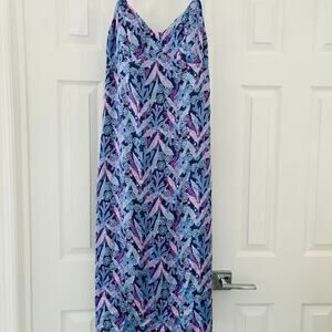 Lilly Pulitzer Keana Satin Midi Slip Dress Barton Blue Stargazing Size 4 NWOT
